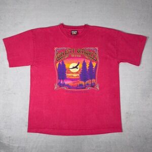 Vintage‎ 90s Great Smoky Mountains Gatlinburg TN T Shirt Signal Sport Pink XL